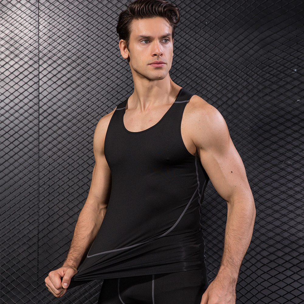Men Black Sport Skinny Vest Ti - T Shirt Tight Fit 评论和价格