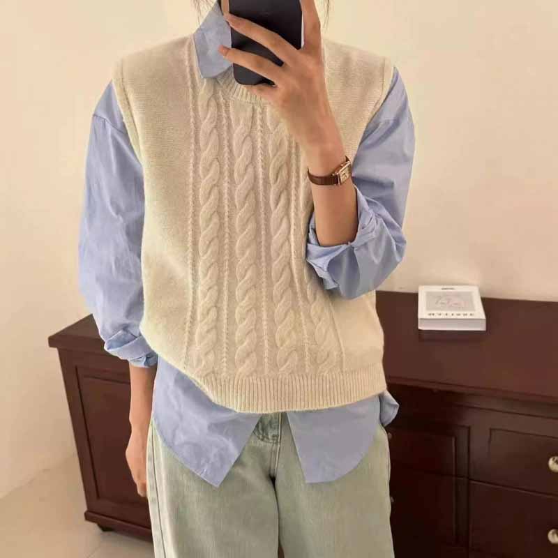 2025 New O-Neck Knitted Vest W - Sleeveless Undershirt 评论和价格