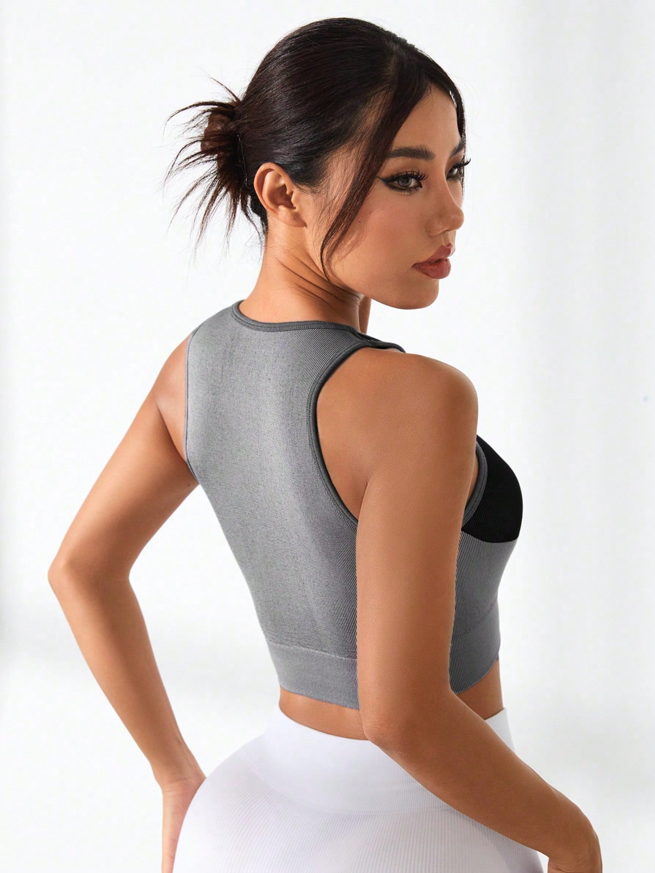 Women Color Block Cross Line R - Tank Top Ribbed 评论和价格