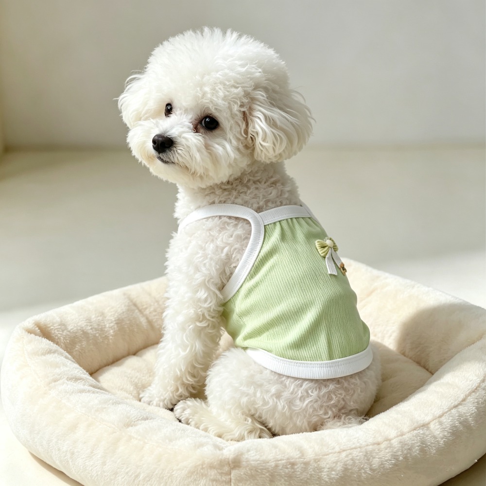 1pc Light Green Ribbed Pet Cam - Tank Top Ribbed 评论和价格