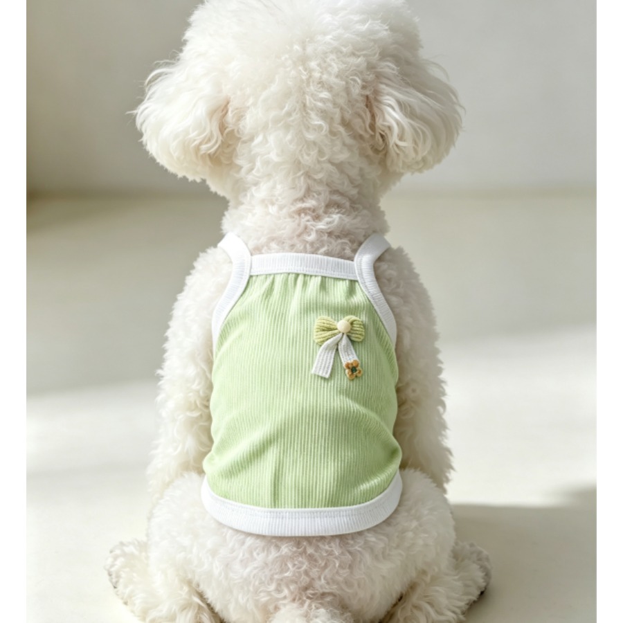 1pc Light Green Ribbed Pet Cam - Tank Top Ribbed 评论和价格