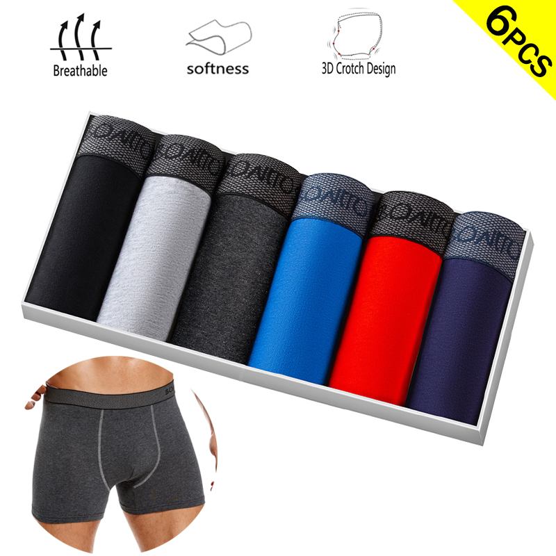 6pcs/pack Boxer Briefs Solid C - Boxer Brief Pack Cotton 评论和价格