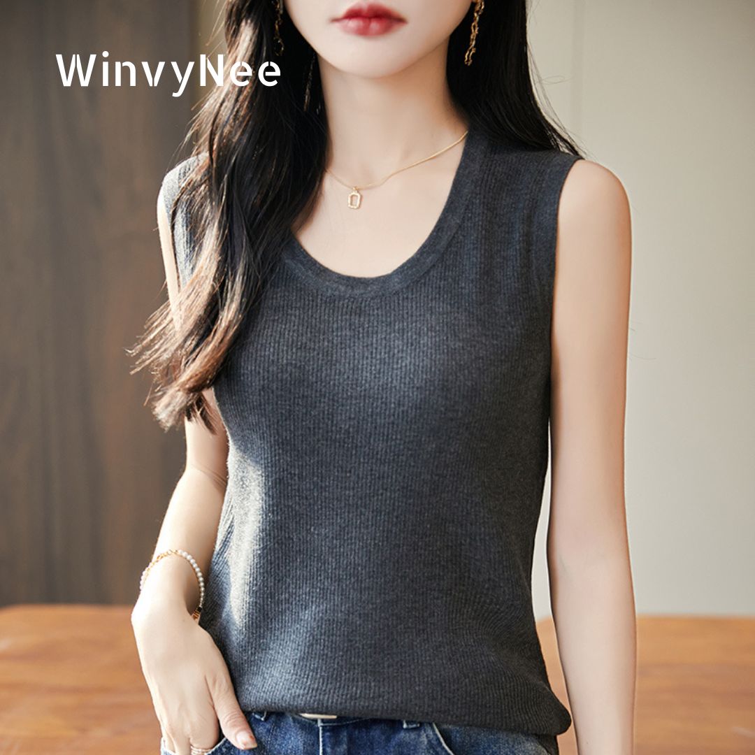 WinvyNee Women Deep Crew Neck  - Tank Top Ribbed 评论和价格